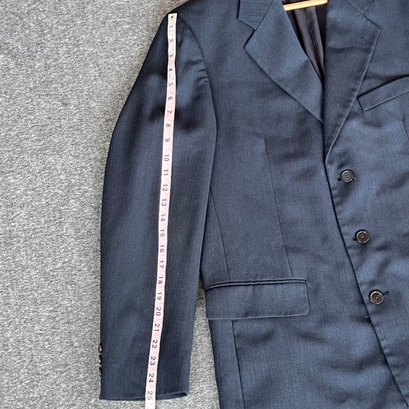 VTG Monsieur Givenchy Mens Navy Herringbone Union Blazer 44(est) Classic Preppy - Picture 16 of 16